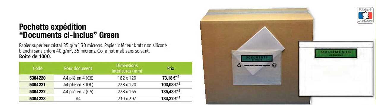 pochette expédition "documents ci-inclus" green