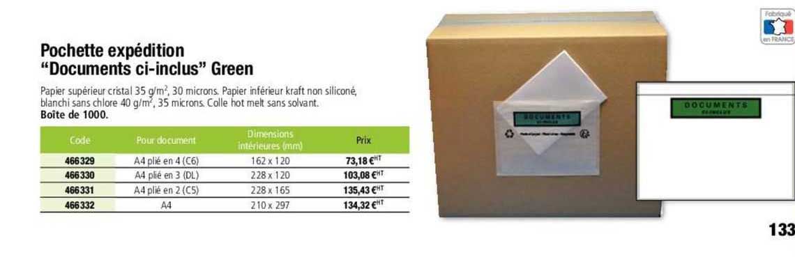 pochette expédition "documents ci-inclus" green