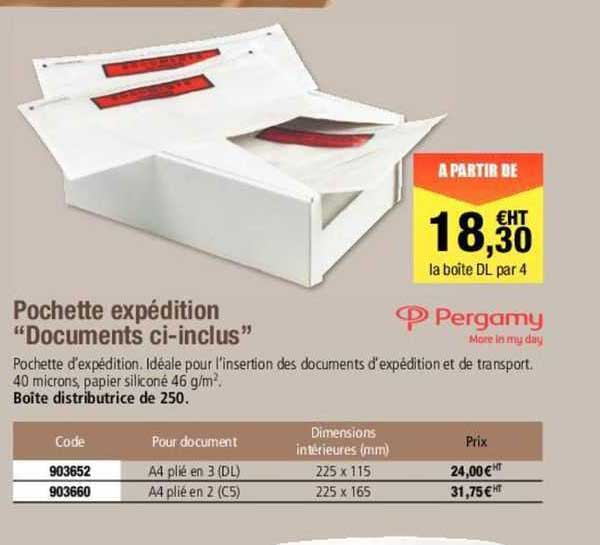 pochette expédition "documents ci-inclus" pergamy