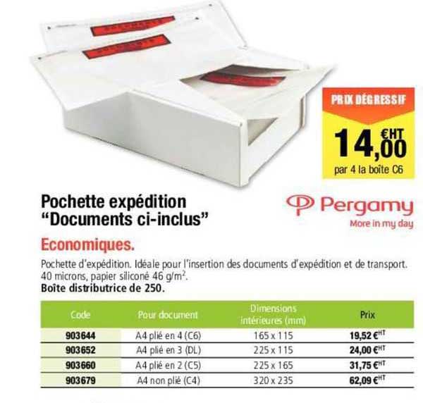 pochette expédition "documents ci-inclus" pergamy