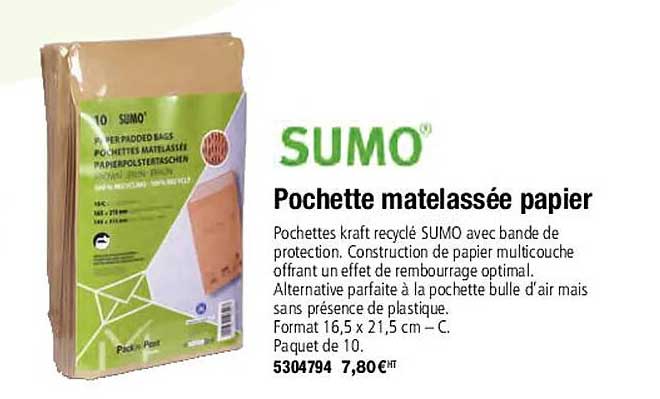 pochette matelassée papier sumo