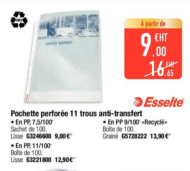 pochette perforée 11 trous anti-transfert esselte