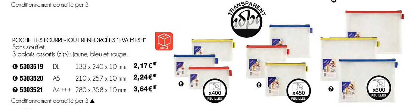 pochettes fourre-tout renforcées "eva mesh"