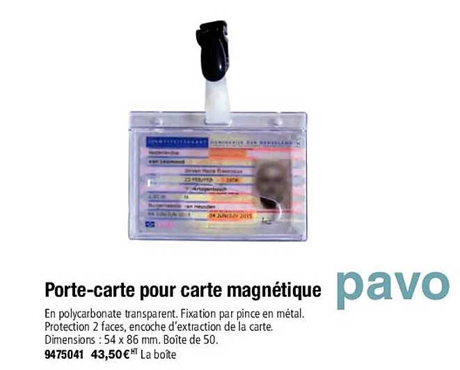 porte-carte pour carte magnétique pavo