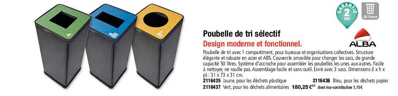 poubelle de tri sélectif alba