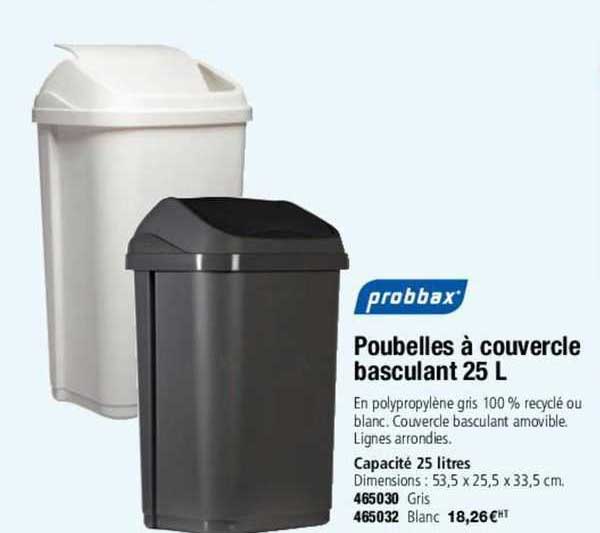 poubelles à couvercle basculant 25 l probbax