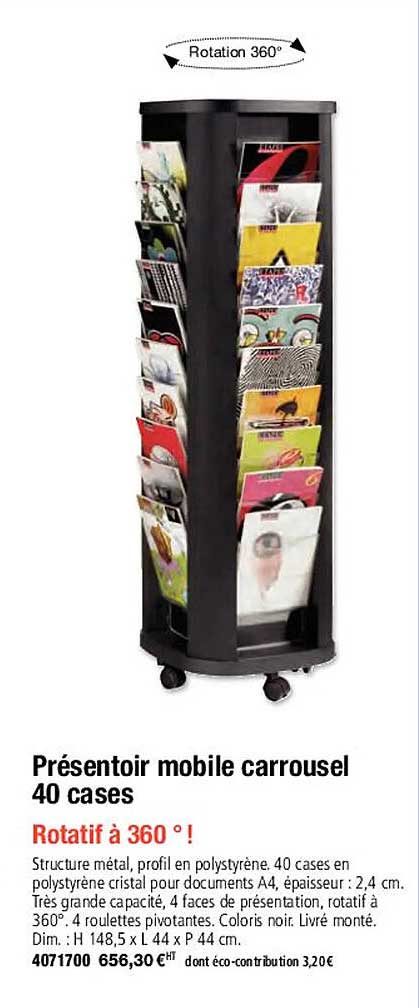 Présentoir Mobile Carrousel 40 Cases