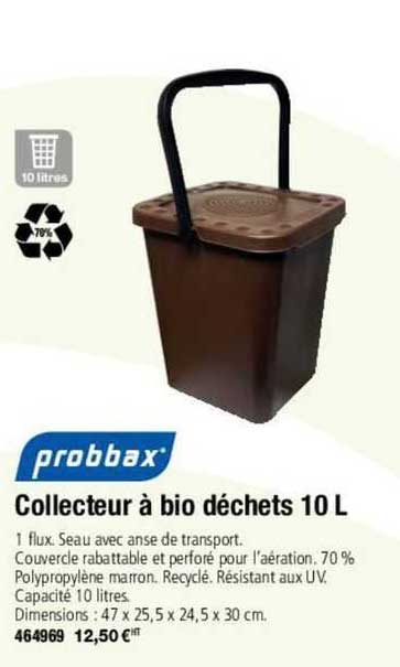 probbax collecteur à bio déchets 10 l