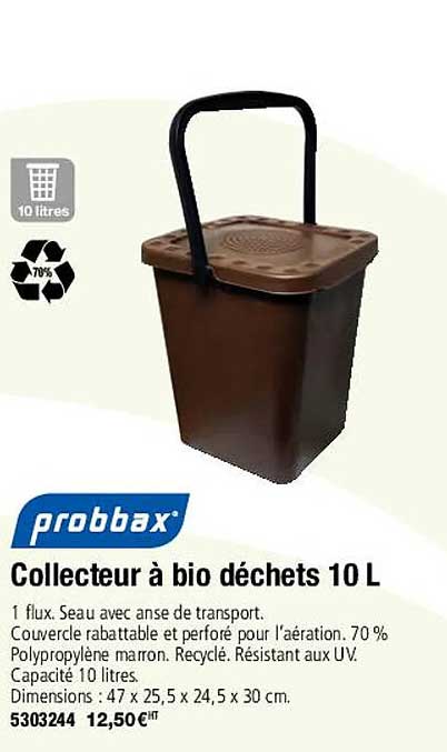 probbax collecteur à bio déchets 10l