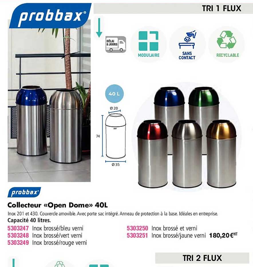 probbax collecteur «open dome» 40 l