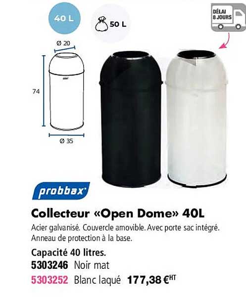 probbax collecteur «open dome» 40l