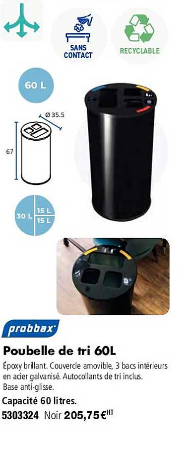 probbax poubelle de tri 60l