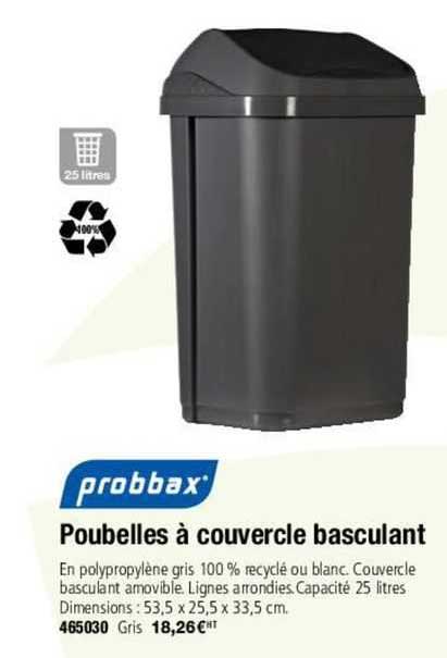 probbax poubelles à couvercle basculant