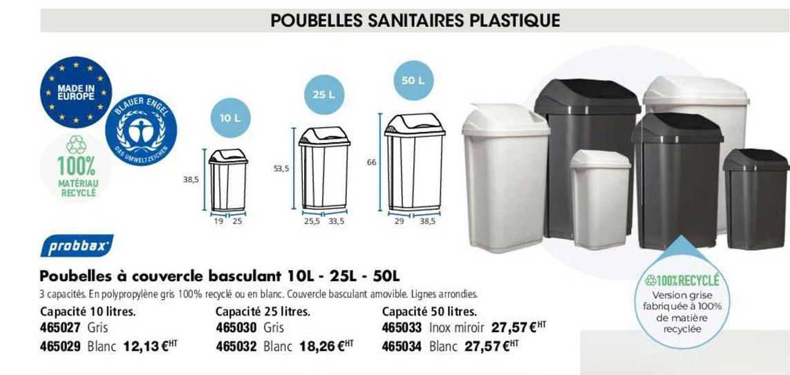 Probbax Poubelles à Couvercle Basculant