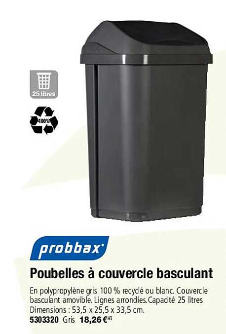 probbax poubelles à couvercle basculant