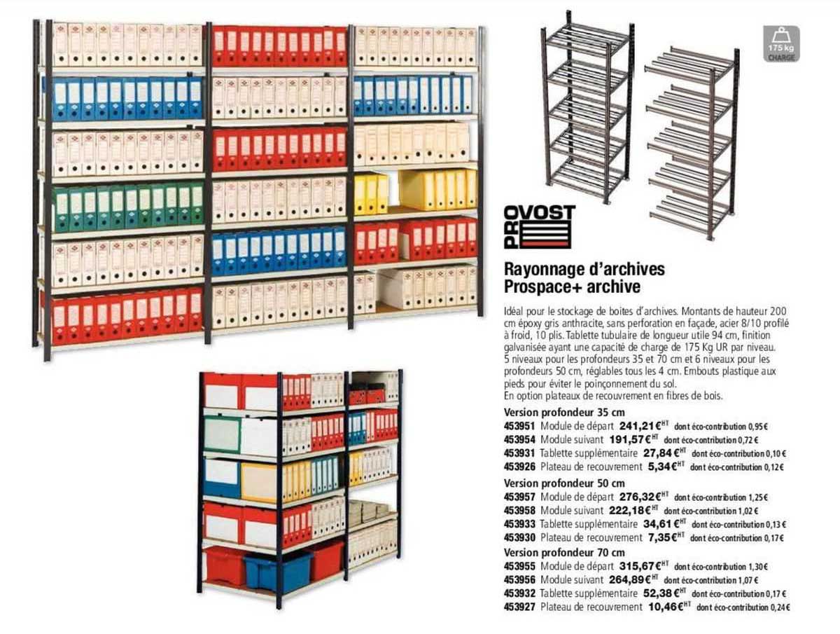 rayonnage d'archives prospace+ archive provost