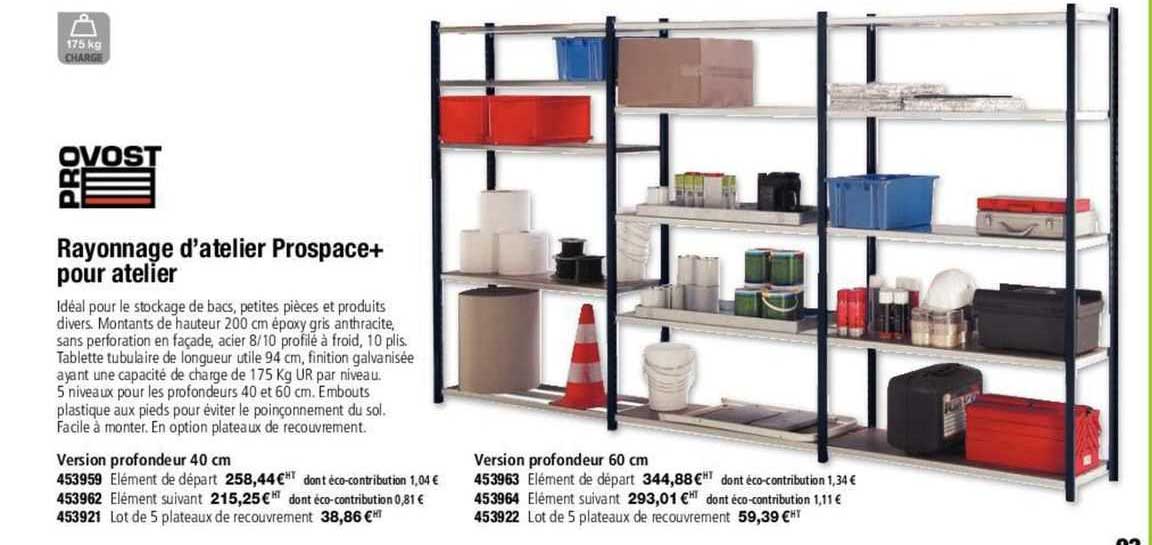 rayonnage d'atelier prospace+ pour atelier provost