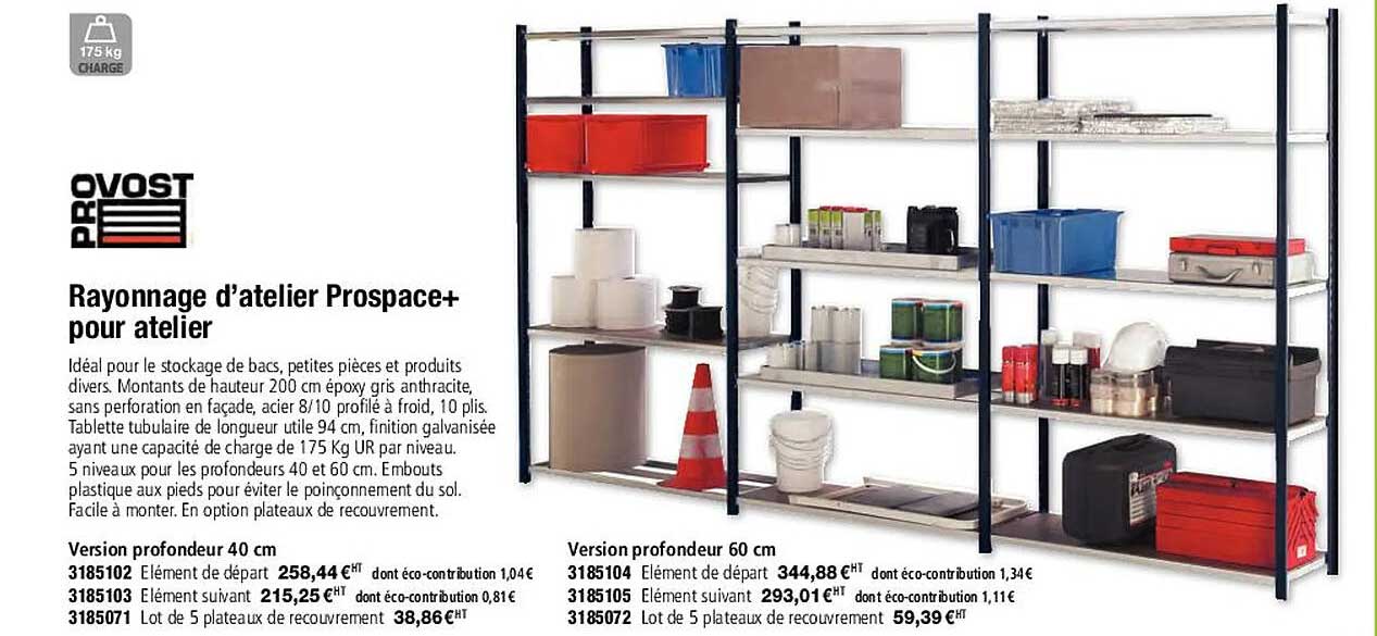 rayonnage d'atelier prospace+ pour atelier provost