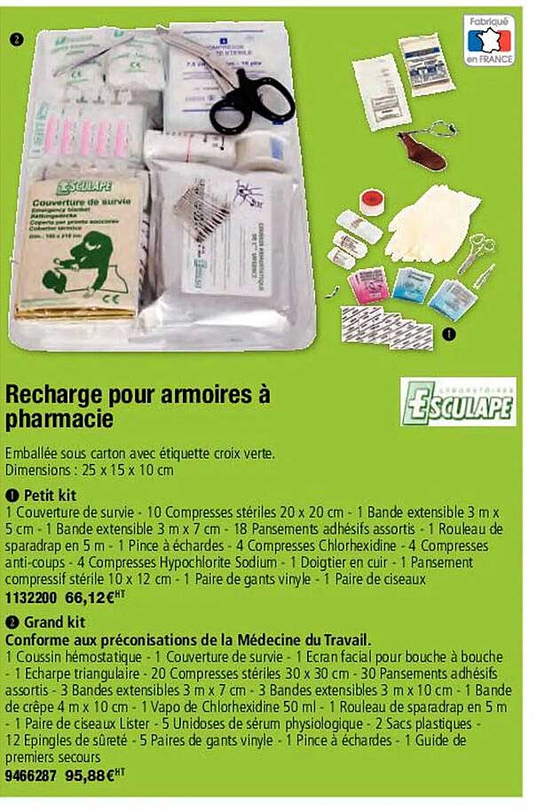 recharge pour armoires à pharmacie