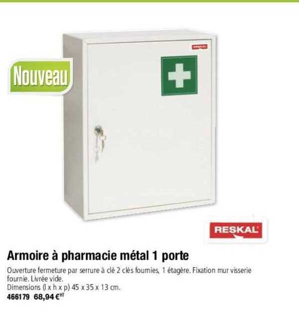 Reskal Armoire à Pharmacie Métal 1 Porte