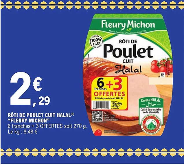 rôti de poulet cuit halal "fleury michon"