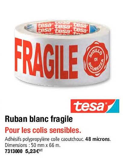 ruban blanc fragile tesa