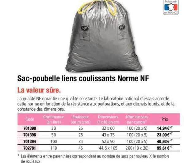 sac-poubelle liens coulissants norme nf