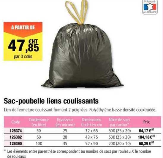sac-poubelle liens coulissants