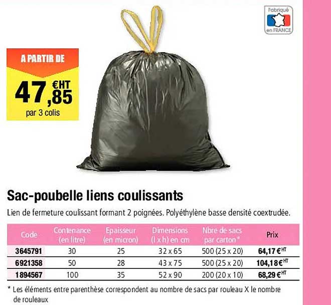 sac-poubelle liens coulissants