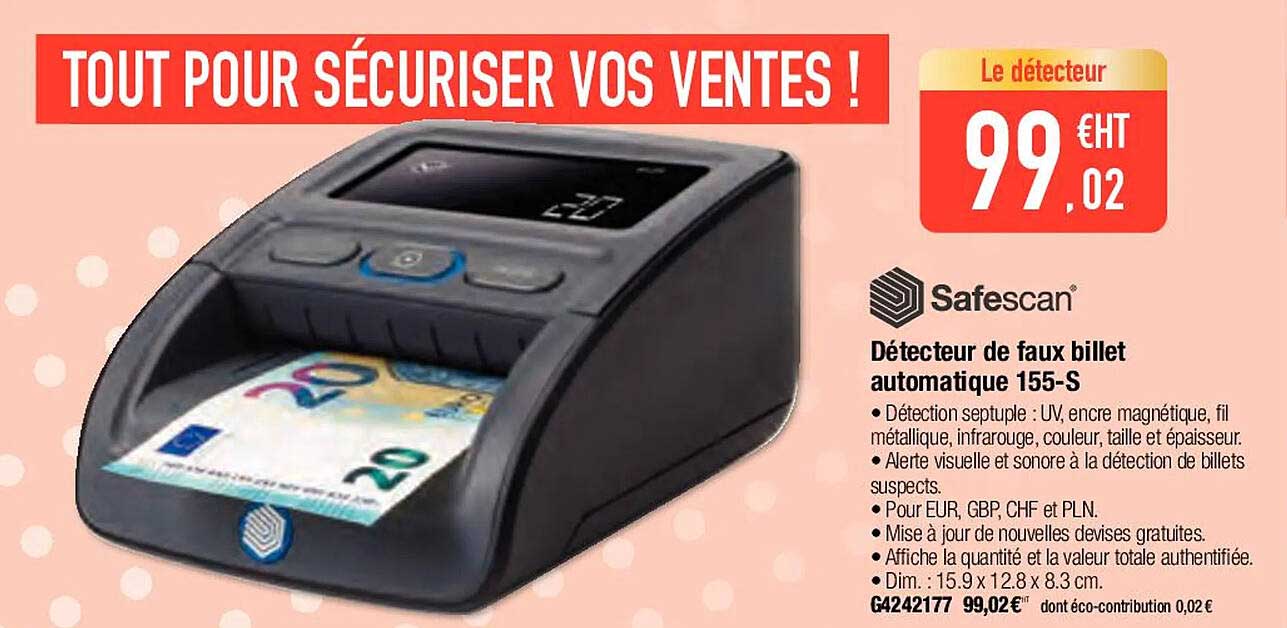safescan détecteur de faux billet automatiques 155-s