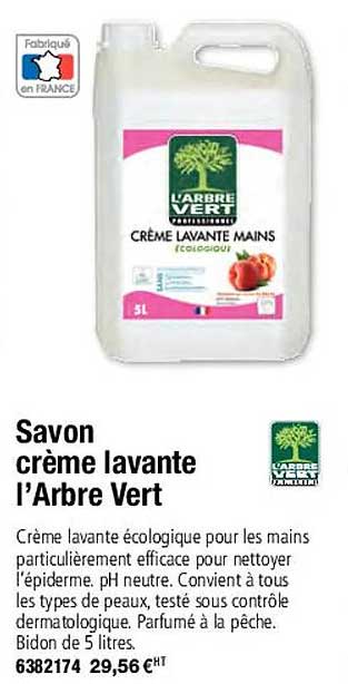 savon crème lavante l'arbre vert