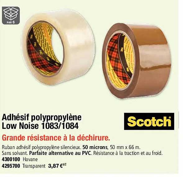 scotch adhésif polypropylène low noise 1083/1084 scotch