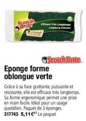 scotch brite éponge forme oblongue vert