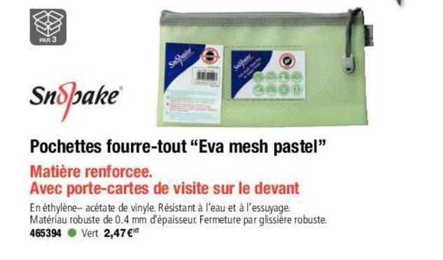Snopake Pochettes Fourre-tout "eva Mesh Pastel"