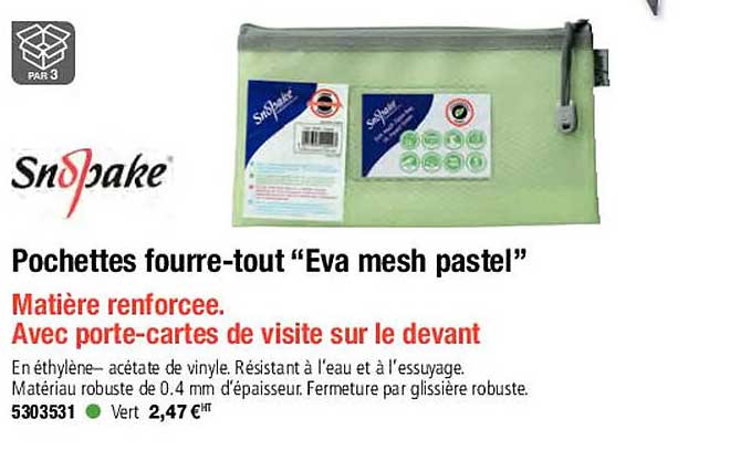 snopake pochettes fourre-tout "eva mesh pastel"