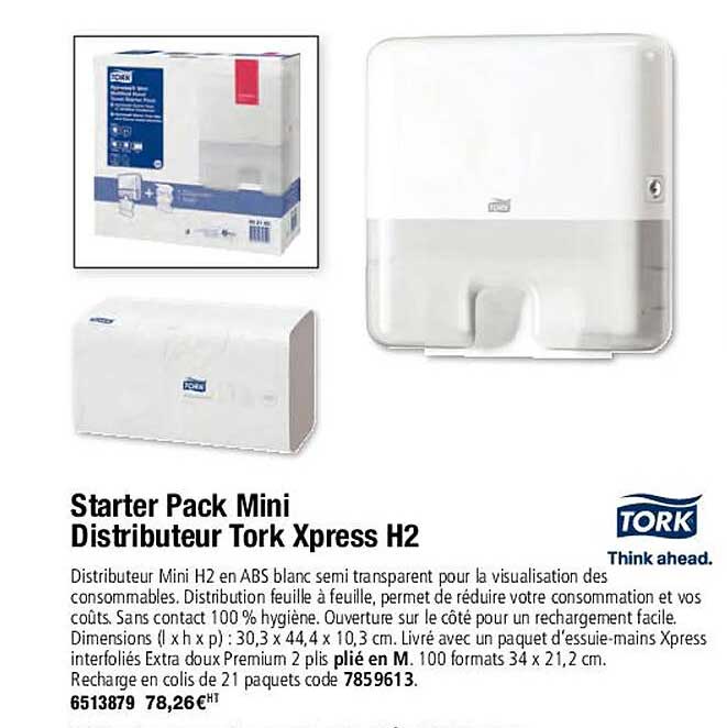 Starter Pack Mini Distributeur Tork Xpress H2