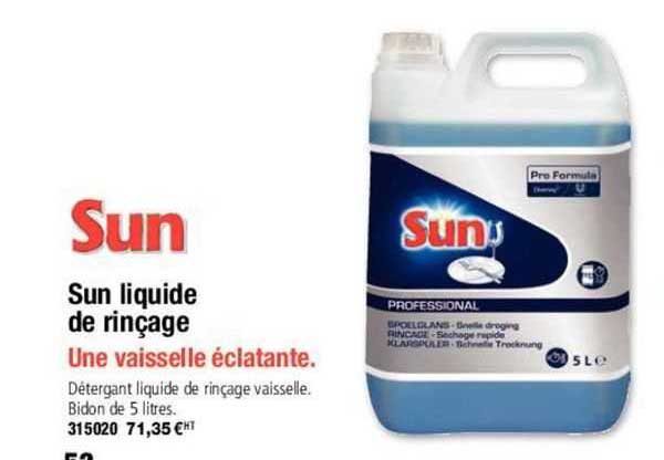 sun liquide de rinçage une vaisselle éclatante