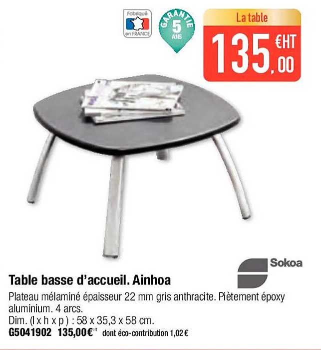 table basse d'accueil. ainhoa sokoa
