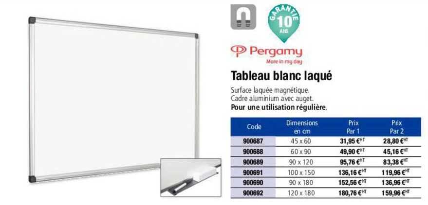Tableau Blanc Laqué Pergamy