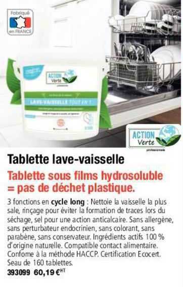 tablette lave-vaisselle action verte