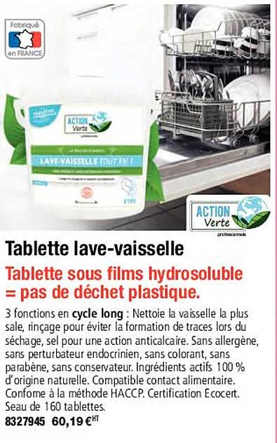 tablette lave-vaisselle action verte