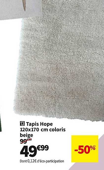 tapis hope 120 x 170 cm coloris beige