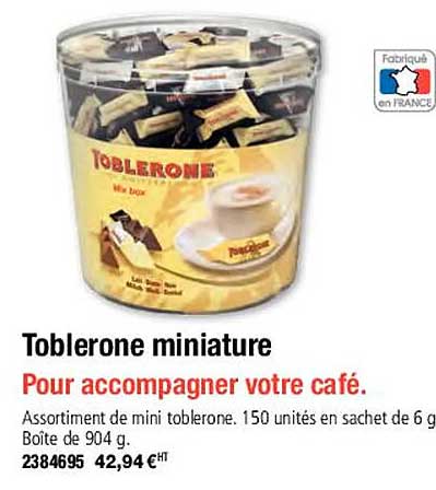 toblerone miniature pour accompagner votre café