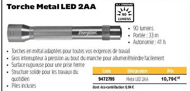 torche métal led 2AA