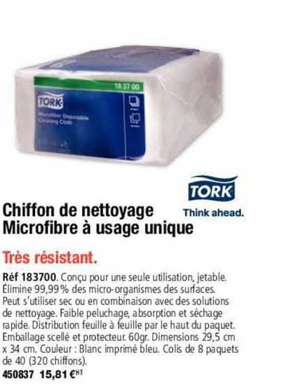 tork chiffon de nettoyage microfibre à usage unique
