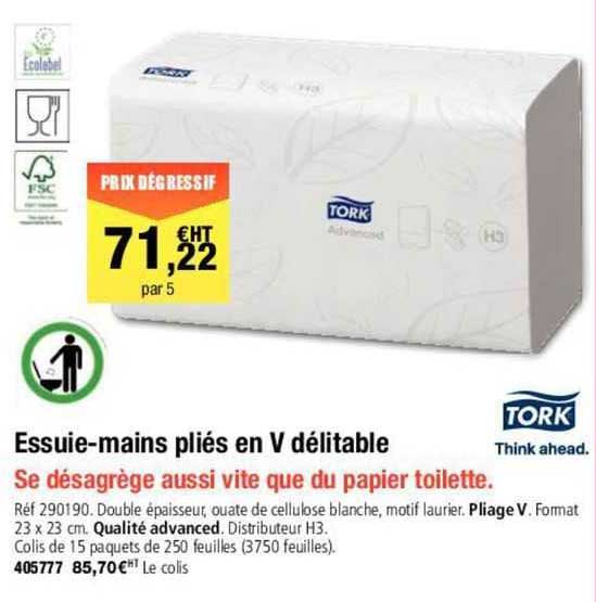 tork essuie-mains pliés en v délitable