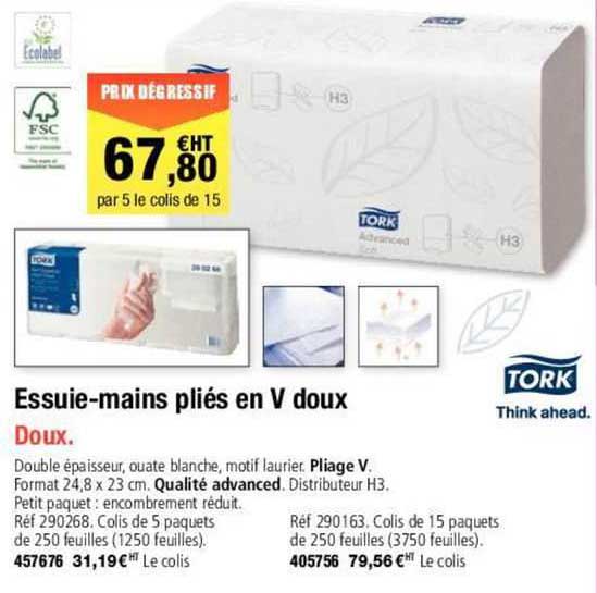 tork essuie-mains pliés en v doux