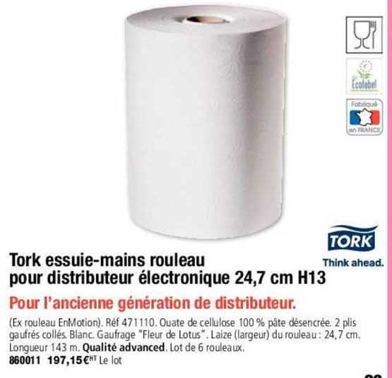 tork essuie-mains rouleau pour distributeur électronique 24,7 cm h13