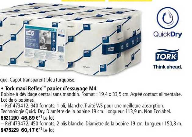 tork maxi reflex papier d'essuyage m4