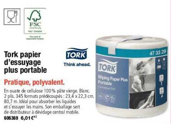 tork papier d'essuyage plus portable